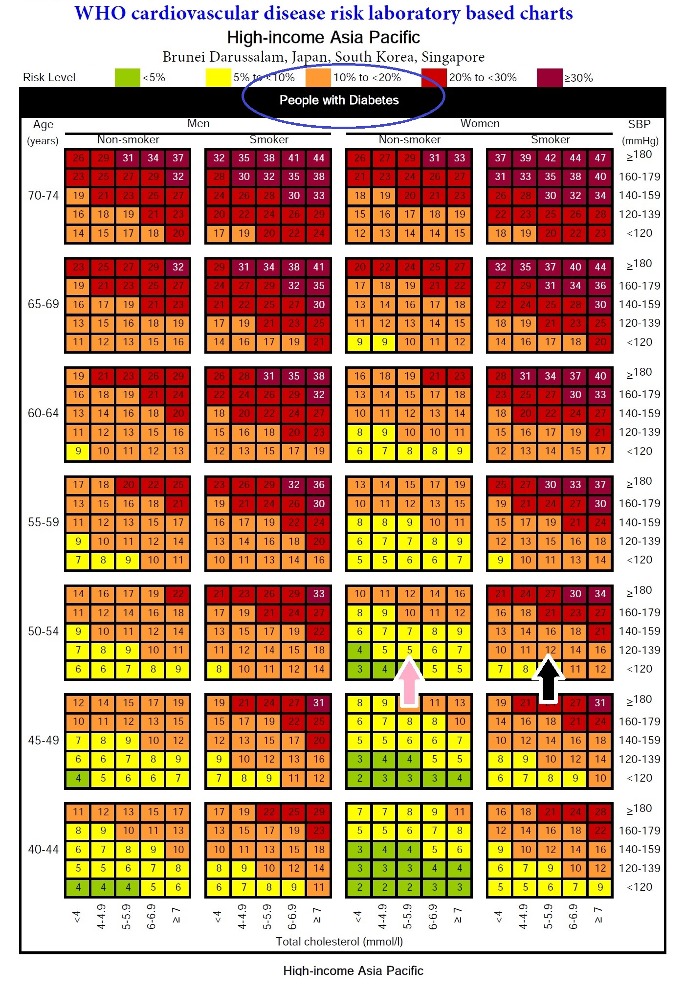 Image - Madam Lee risk level based on WHO prediction chart for people with type 2 diabetes